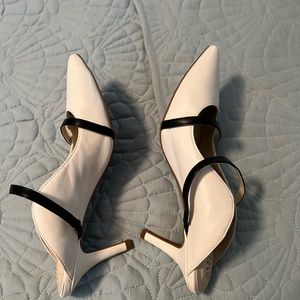 Alfani Step N Flex 2” heels, worn once, size 8M, white with black straps